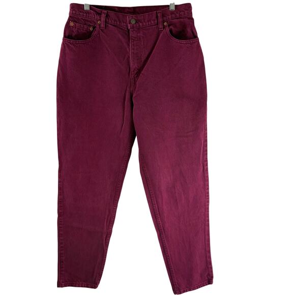 Levi's 551 Relaxed Fit Tapered Leg Vintage 90s Burgundy Jeans USA 14 32 x 30 - Picture 2 of 6